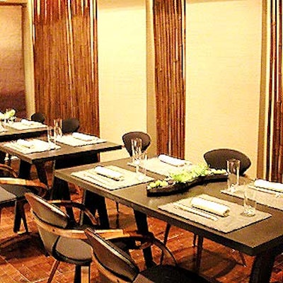 The basement-level dining room--which features heavy slate place mats--can seat 15.