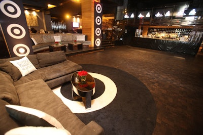 Black and white Target logos and branded throw pillows filled the space.