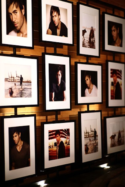A wall of photos of Iglesias served as a focal point.