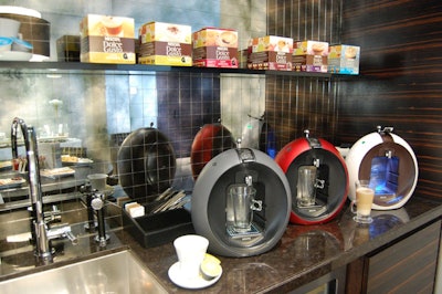 Guests could sip coffees and iced cappuccinos made with the latest machine from Nescafé Dolce Gusto and Krups.