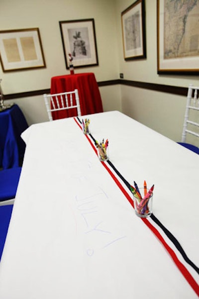 The family event offered plenty of activities for children, including crayons to draw on the tables.