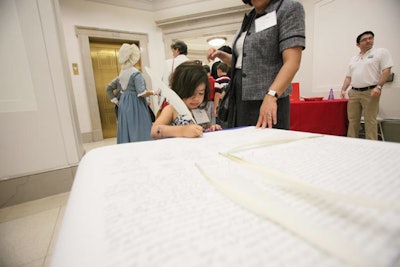 Guests could sign an oversize copy of the Declaration of Independence.