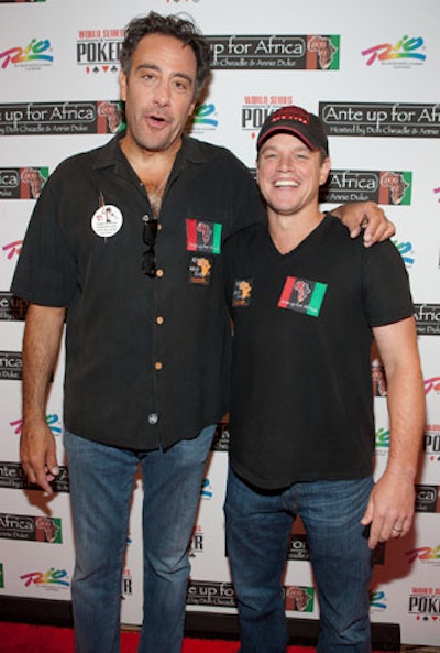 Brad Garrett and Matt Damon posed on the 100-foot-long arrivals carpet.