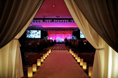 White and gray draping adorned the entrance to the ballroom on Friday and Saturday nights.