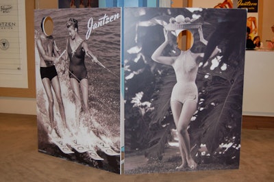 Jantzen's oversize vintage swimwear photos with the faces cut out created a photo op for SwimShow attendees.