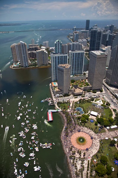 The competition took place in the center of downtown Miami at Bayfront Park.