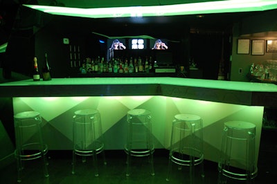 The bar menu includes signature martinis and champagne cocktails with names like Intergalactic Paradise and Cosmic Creamsicle.
