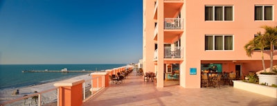 The partially covered Swim Bar and Grill serves light bites and is adjacent to the Vista Terrace, which can host as many as 500 for events.