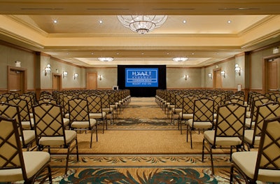 The meeting rooms can host as many as 90 to 160 people with a theater setup.