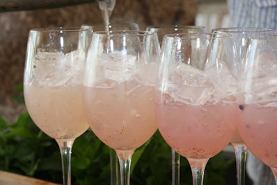 Before lunch, guests mingled over drinks made with fresh blueberries, mint, simple syrup, and sparkling water. Later, they learned how to make them.