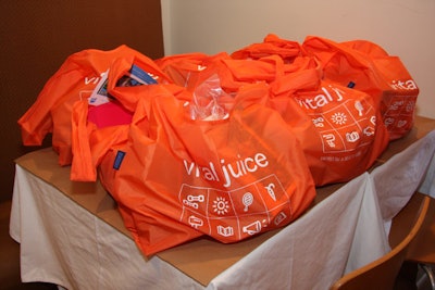 Departing guests received branded bags filled with healthy goods.