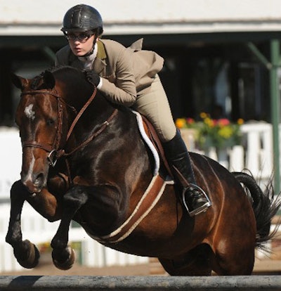 There are a zillion different classes at these horse shows. Here, my new friend Britta Lippert is competing in Adult Amateurs (ages 18-35) on her horse, Chop Chop. Together they won a Reserve Champion Victory, which I honestly am at a loss to explain.