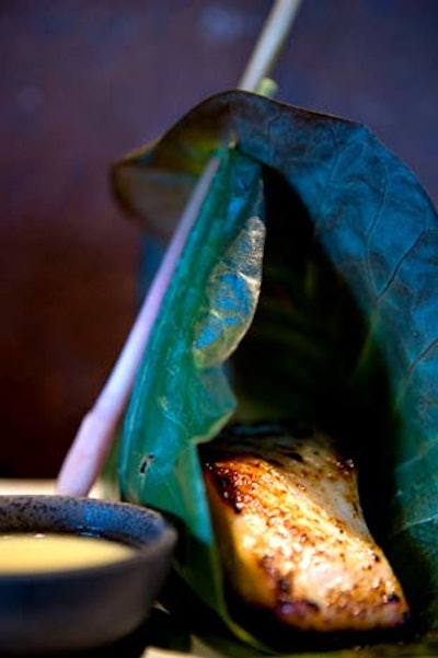 One of the restaurant's signature dishes is miso-marinated black cod smoked in a hoba leaf.