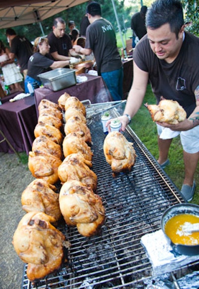 NoMi chefs roasted TJ's free-range poultry for beer can chicken.