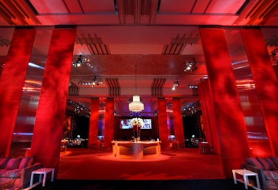 After the screening, the party at the Grand Ballroom at Hollywood & Highland glowed red.