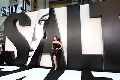 At the premiere for Salt, 12-foot-tall letters decked the arrivals carpet in front of Grauman's Chinese Theatre.