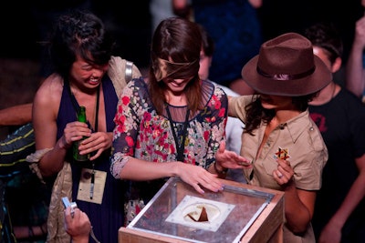 The main floor of Good Units was turned into an obstacle course, encouraging attendees to participate in a physical hunt for treasure.