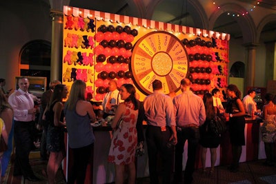 One of the three bars was set up to resemble a game booth with a spinning wheel of fortune.