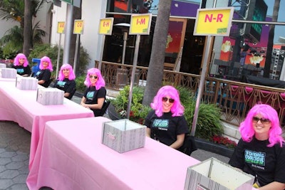 For the Los Angeles premiere, check-in staffers donned pink wigs in honor of the 'Wiggies' characters in the film.