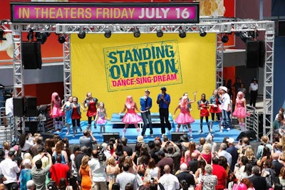 After the Los Angeles screening, the film's cast performed on a stage on Universal Walk, which guests heading to the after-party at Hard Rock could view.
