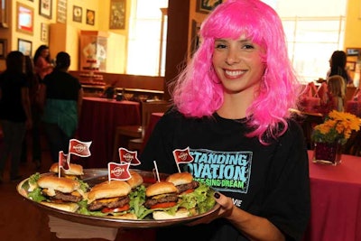 Wigged Hard Rock Cafe staffers passed sliders during the after-party in Los Angeles.