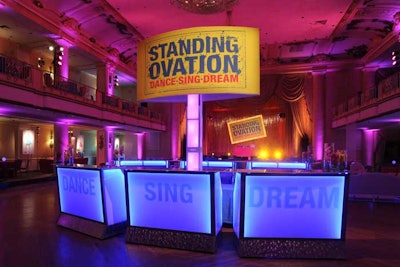 Glowing bars bearing the 'Dance Sing Dream' motto anchored the after-party space in Philadelphia.