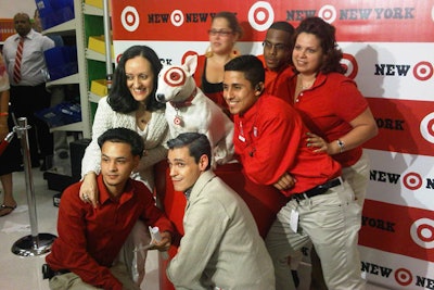 Beside the pet supplies aisle was a photo station where guests could pose for pictures with Target's iconic bull's-eye dog.