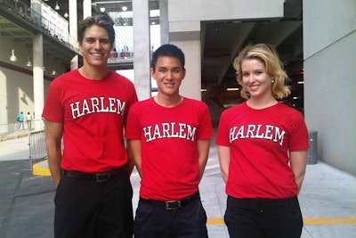 Eye5 supplied 24 brand ambassadors, who directed the flow of vehicular traffic and checked in guests. The greeters were easily identified by the red T-shirts that read 'Harlem' on the front and displayed the bulls-eye logo on the back.