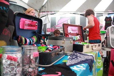 Skater-girl clothing and accessories shops Skatera, Daisy Guitars, and Keep a Breast sponsored the Girl Garage tent and giveaways.