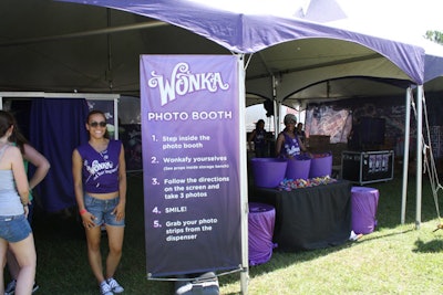 Wonka chocolate sponsored a tent with candy samples and a photo booth for guests to 'Wonkafy' themselves.