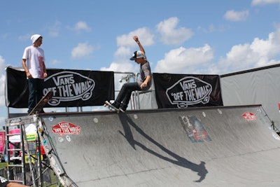 Skateboarders entertained guests on a Vans vert ramp throughout the day.
