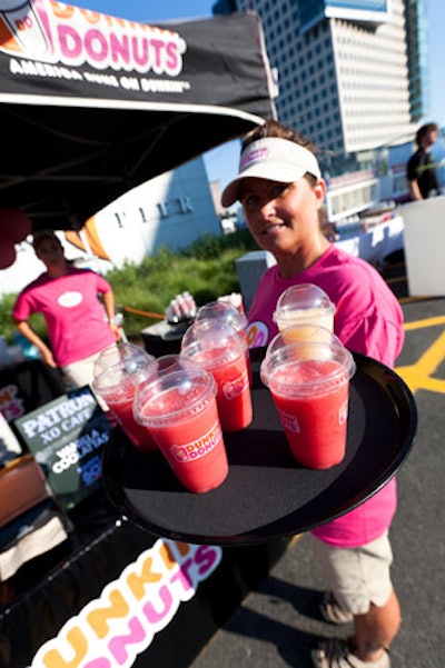 Dunkin Donuts helmed a small outdoor tent, serving Coolattas to the masses.