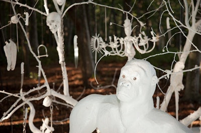 Sarawut Chutiwongpeti's mixed-media installation included white fiberglass sculptures of skulls and animals.