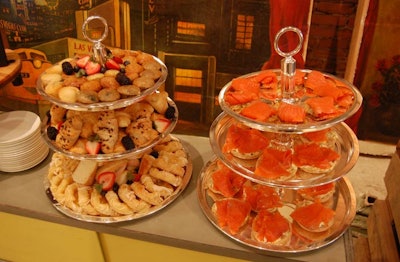A breakfast spread by Rose Reisman Catering included muffins, Danish pastries, and savoury fare like smoked salmon bagels and latkes.