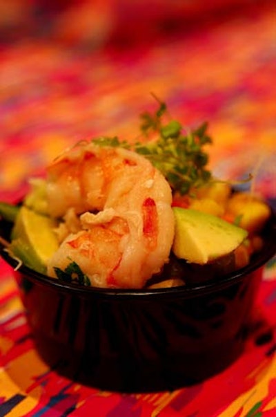 Chef Stefano Zen from the Pelican Hotel's Pelican Cafe served a shrimp and crab ceviche topped with diced avocado.