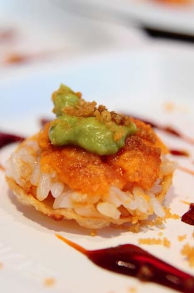 China Grill South Beach presented its Tuna Oshi Tuna, made with crab, sushi rice, and wasabi guacamole.