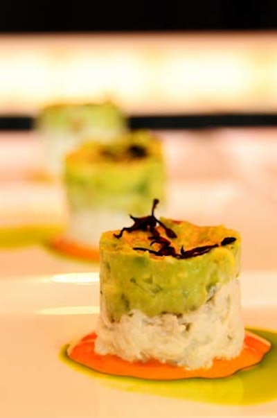Blue Door, in the Delano Hotel, prepared its Crabavocat with blue crab, tomato coulis, and avocado.