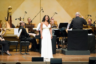 During the program, Broadway star Audra McDonald sang Sondheim classics such as 'Anyone Can Whistle.'