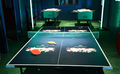 The beer garden also held branded Ping-Pong tables and Wii stations.