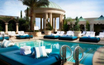 Wolfgang Puck caters the Azure pool for a mid-range alfresco dining experience.