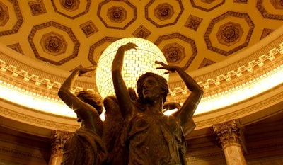The rotunda houses the first piece of public art funded by Los Angeles County: a Beaux-Arts statue entitled 'Three Muses.'