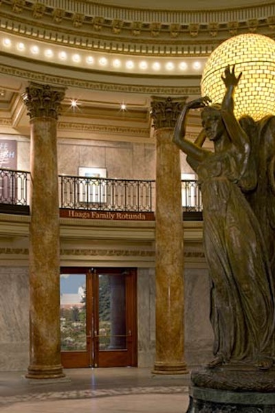 The rotunda seats 120 or holds 250 for a reception.