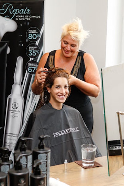 In addition to chatting with the brand's John Paul DeJoria and Angus Mitchell, editors received treatments from Paul Mitchell stylists and artistic director Stephanie Kocielski.