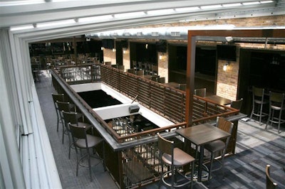 The upper-level beer garden can be enclosed with a retractable roof.