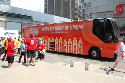 A wrapped birthday bus transported revellers to various locations for pop-up events across the city.