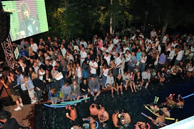 Guests watched the concert from the pool.