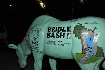 A fiberglass moose, painted with the event logo, stood at the entrance.