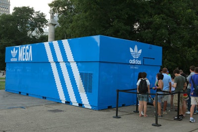Lines formed outside the Adidas activation, where a small interior could only accommodate a handful of guests at a time.