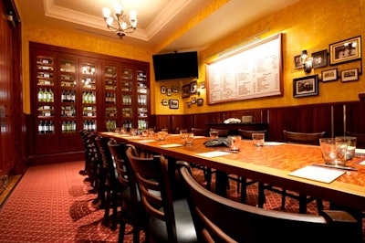 Two of the nine private dining rooms have boardroom seating and offer the latest communication and presentation technologies.