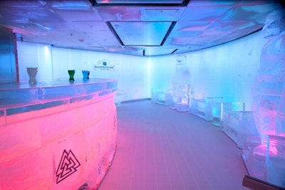 The Svedka Ice Bar, created by South Florida event company So Cool Events, is kept at 17 degrees and is the first ice bar at sea.